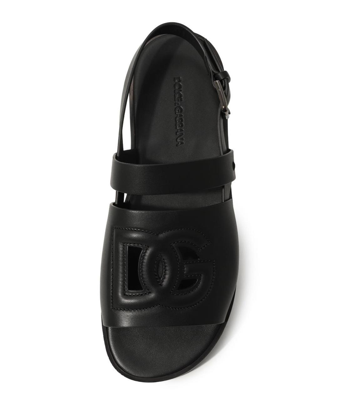 DOLCE&GABBANA Черные кожаные сандалии, фото 3