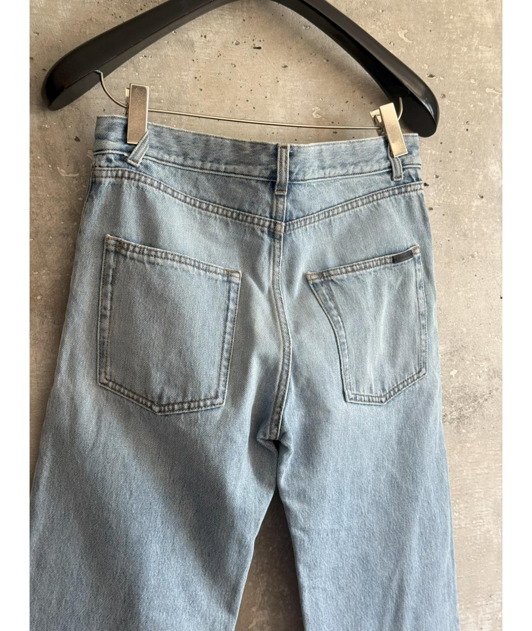 SAINT LAURENT Голубые хлопковые прямые джинсы, фото 3