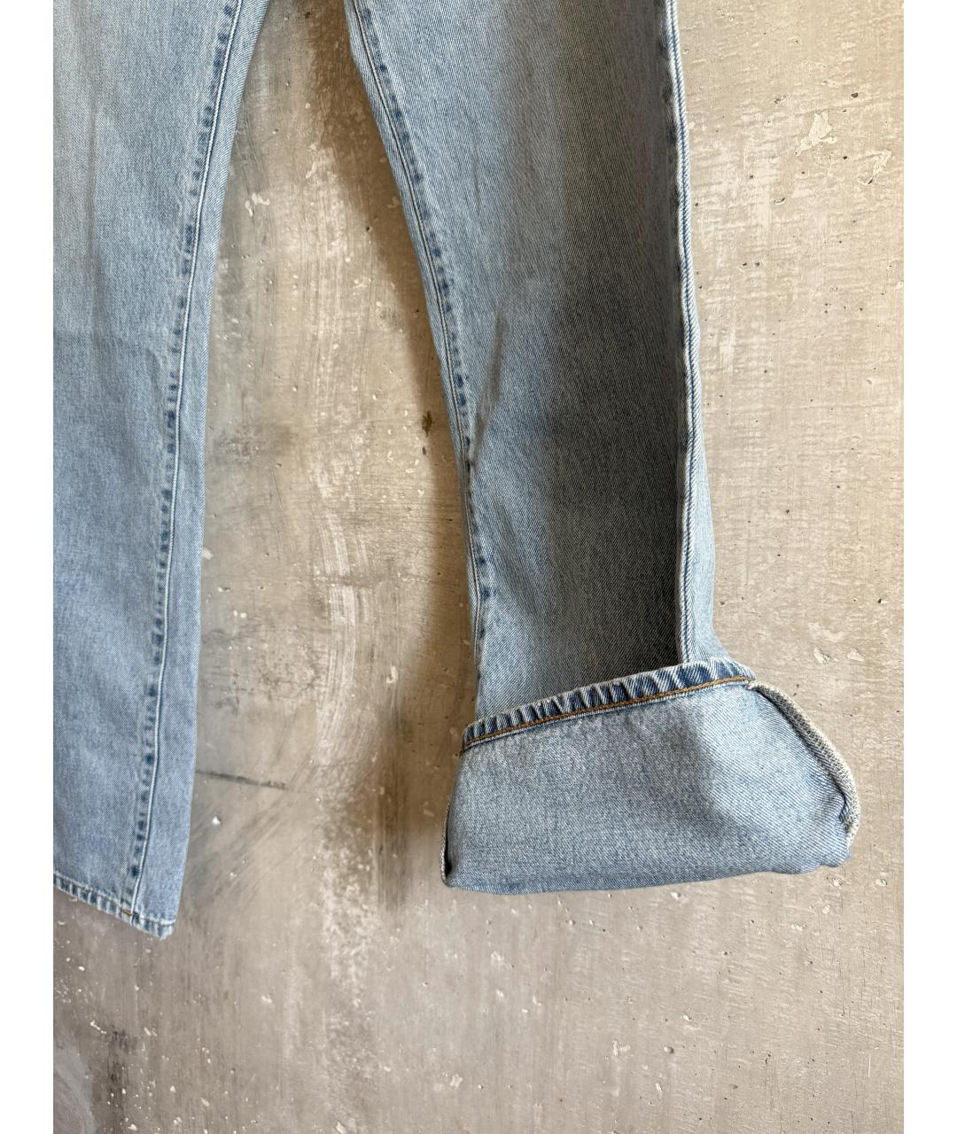SAINT LAURENT Голубые хлопковые прямые джинсы, фото 7