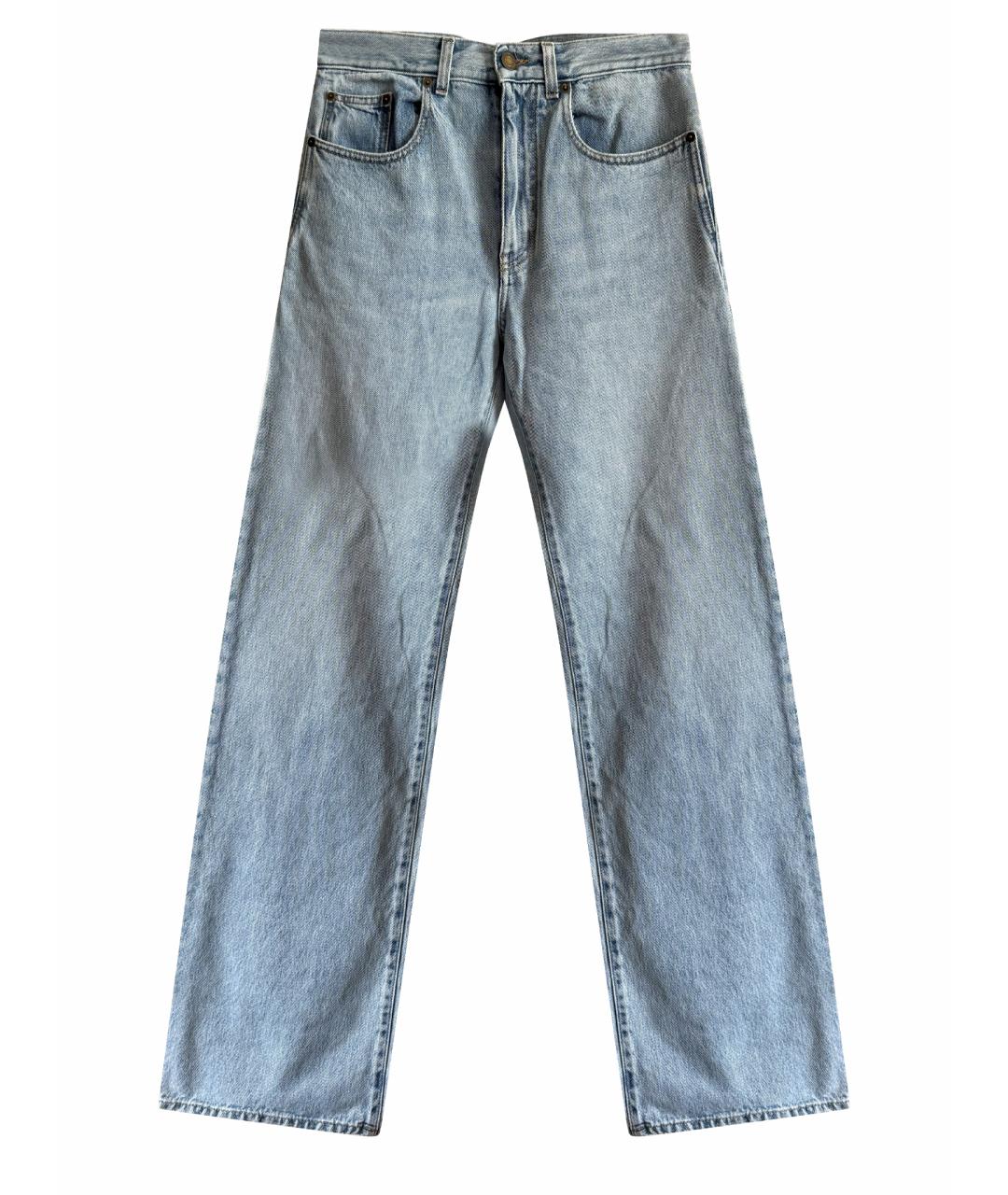 SAINT LAURENT Голубые хлопковые прямые джинсы, фото 1