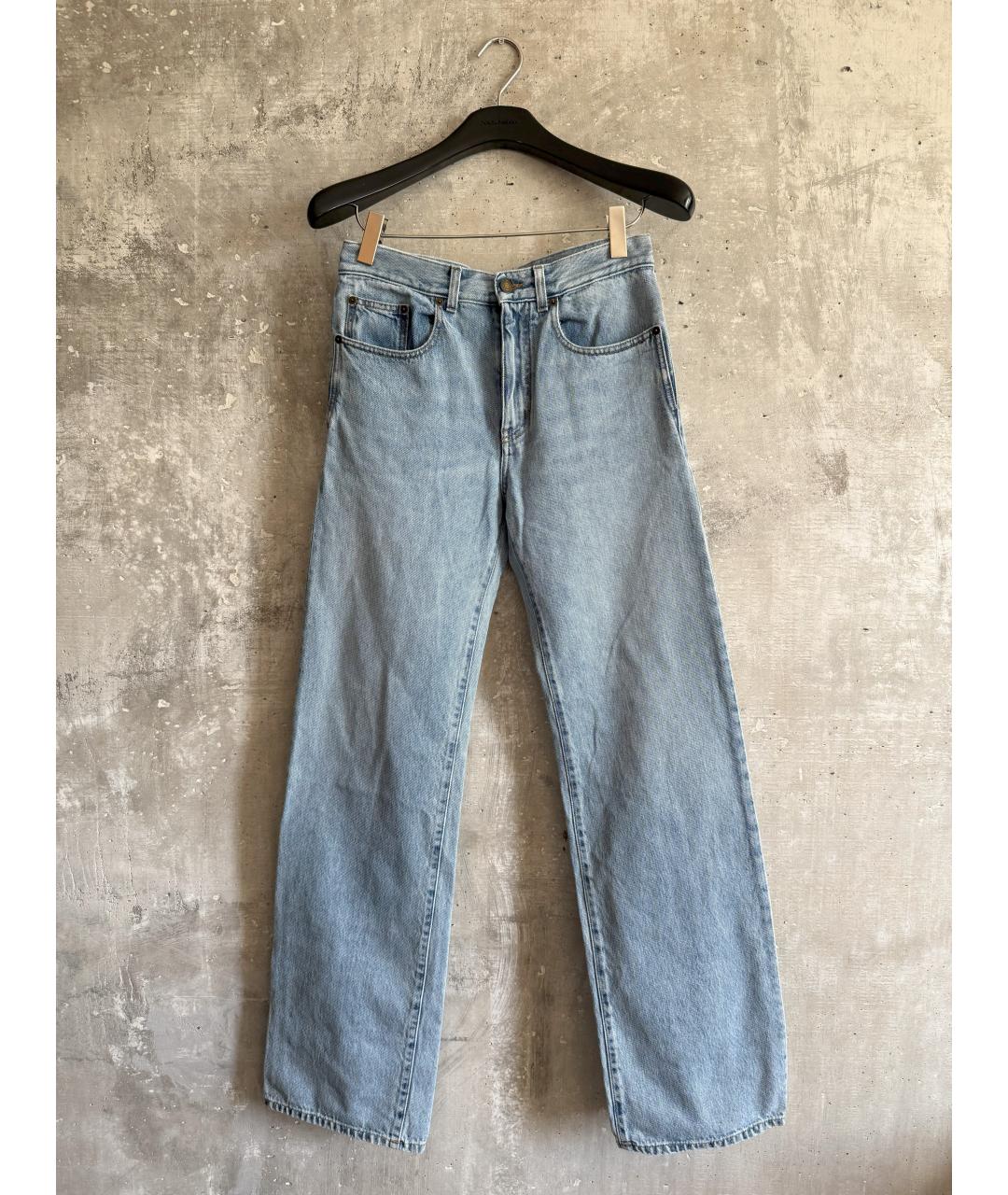 SAINT LAURENT Голубые хлопковые прямые джинсы, фото 10