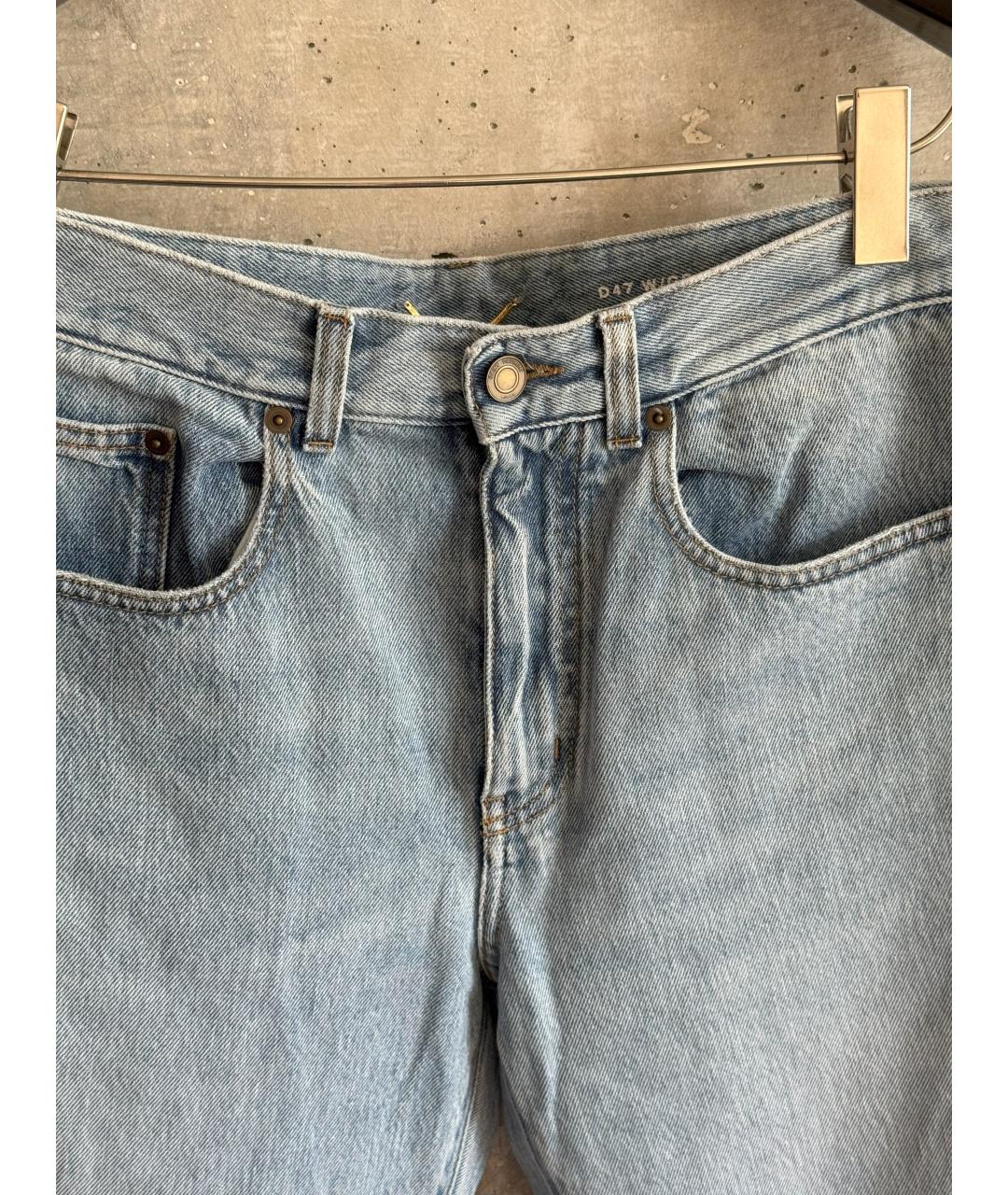 SAINT LAURENT Голубые хлопковые прямые джинсы, фото 4