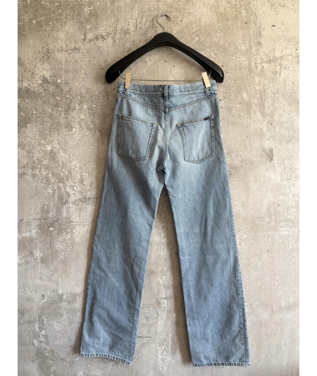 SAINT LAURENT Голубые хлопковые прямые джинсы, фото 2