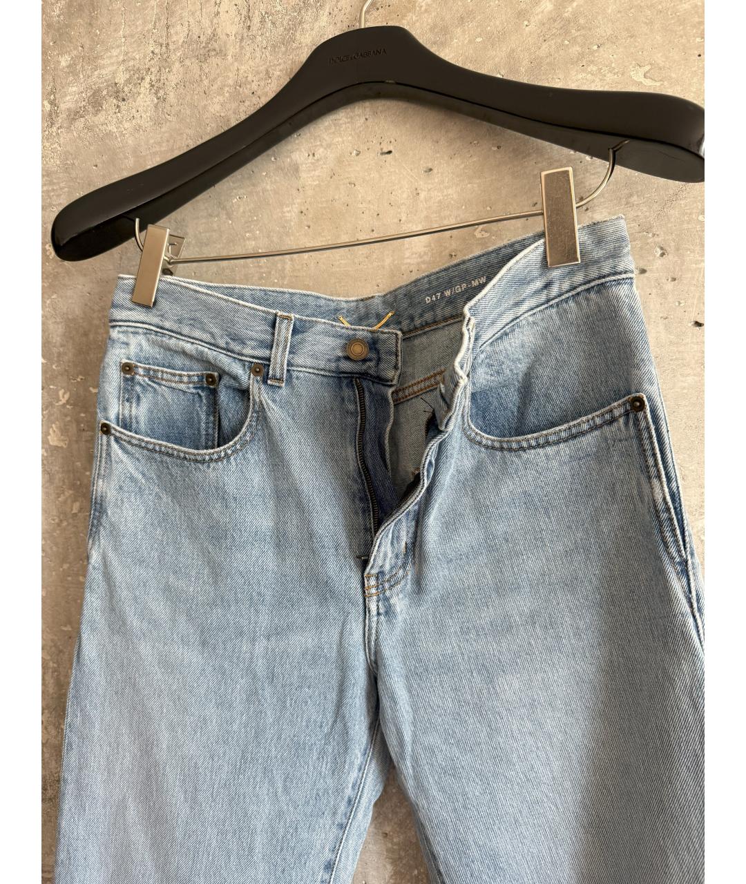 SAINT LAURENT Голубые хлопковые прямые джинсы, фото 6