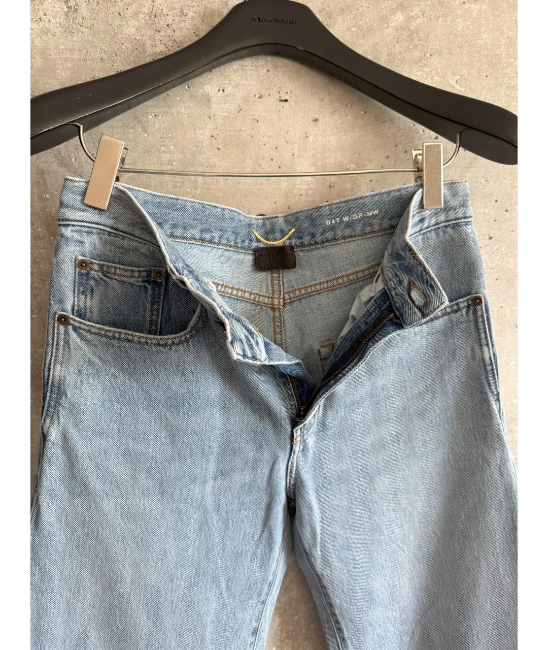 SAINT LAURENT Голубые хлопковые прямые джинсы, фото 5