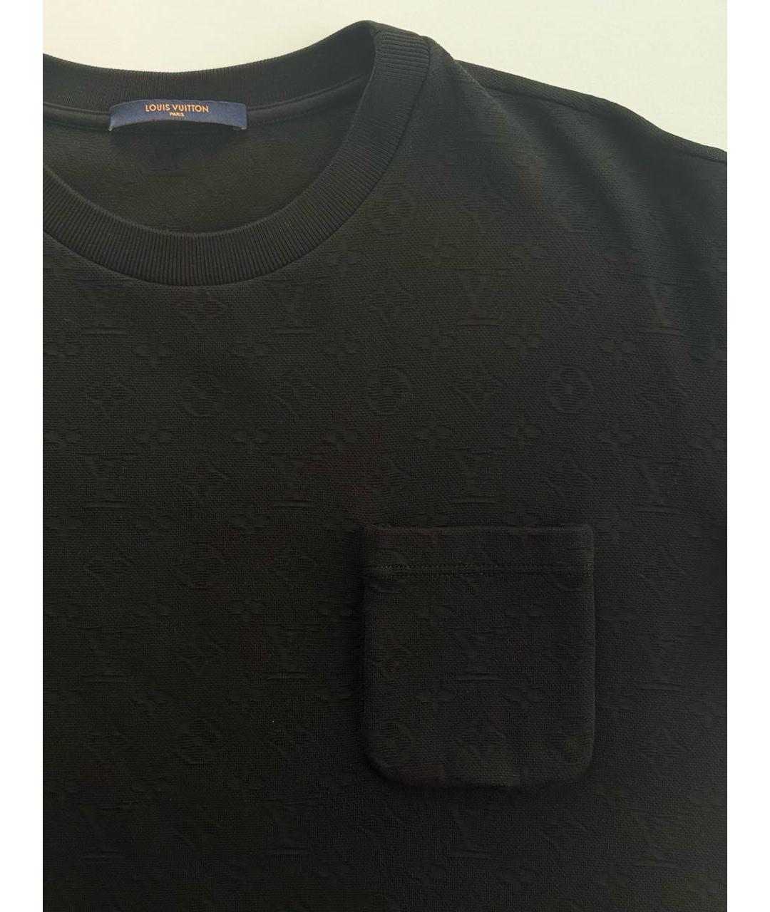 LOUIS VUITTON Черная хлопковая футболка, фото 3