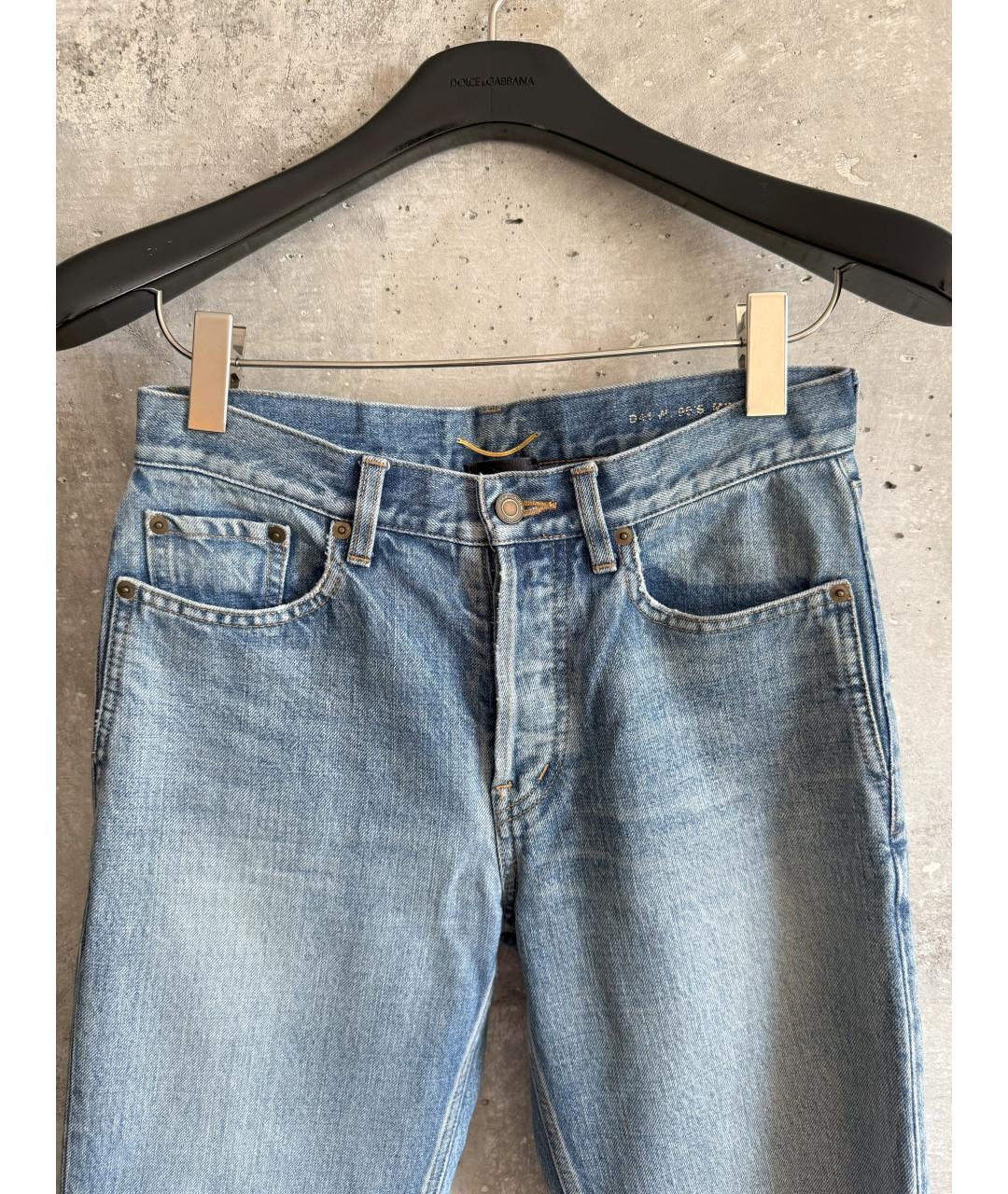 SAINT LAURENT Голубые хлопковые джинсы слим, фото 4