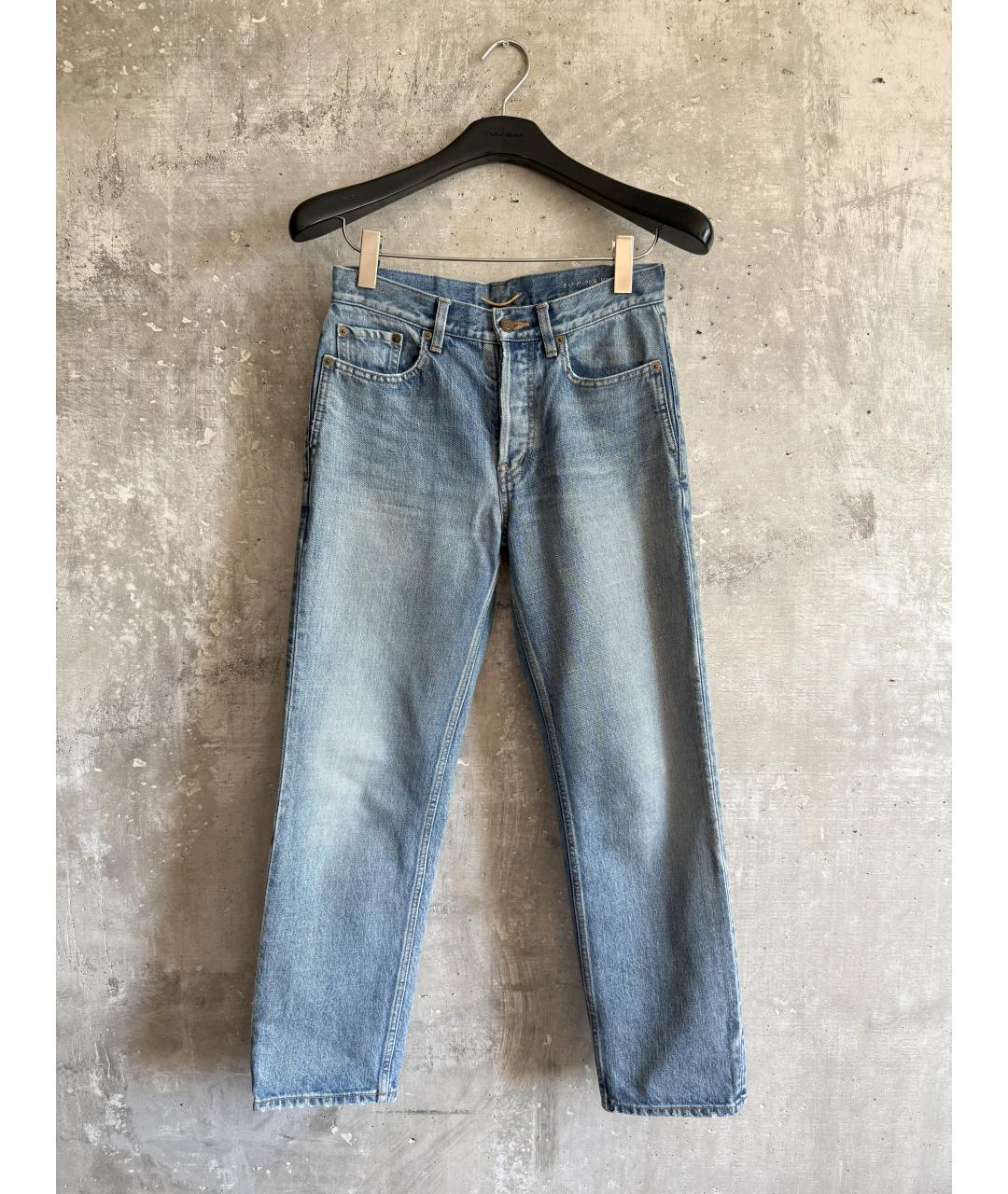 SAINT LAURENT Голубые хлопковые джинсы слим, фото 10