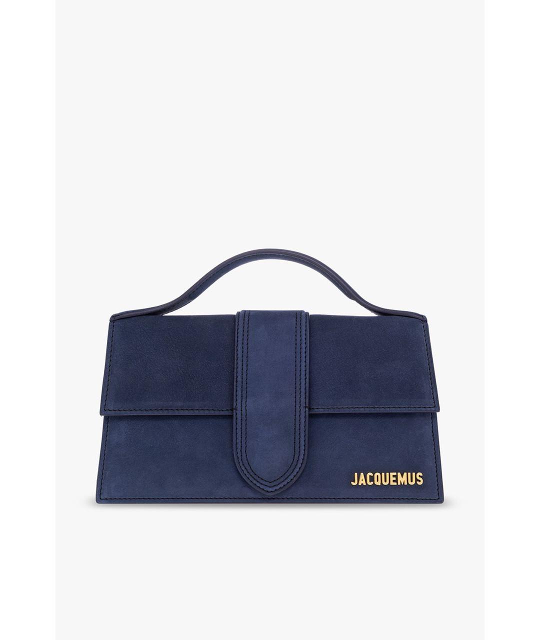 JACQUEMUS Темно-синяя замшевая сумка с короткими ручками, фото 9