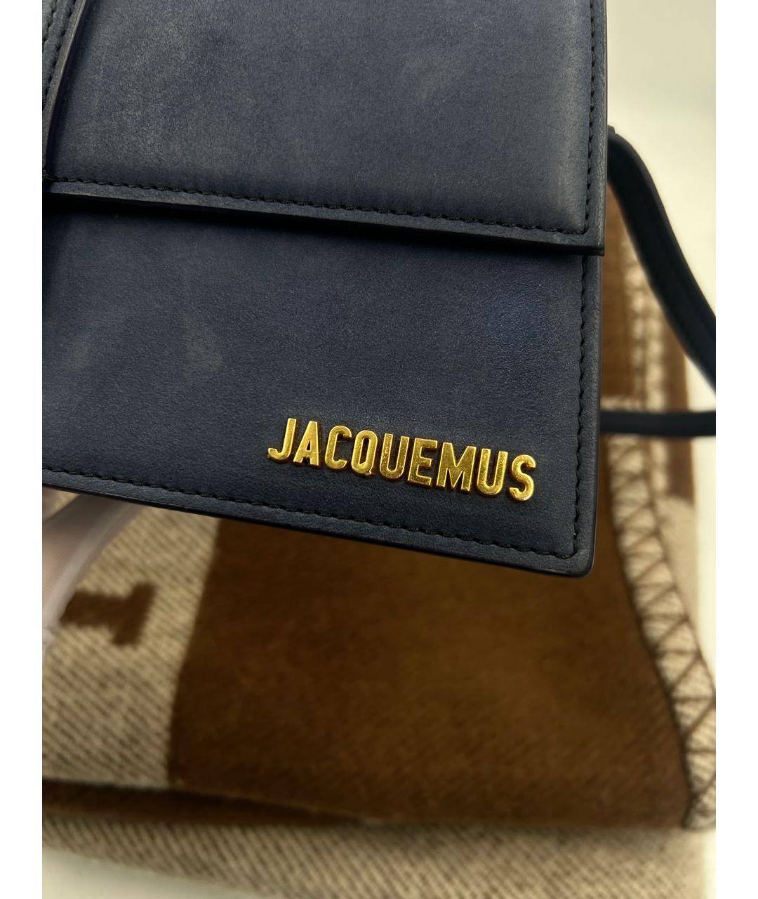 JACQUEMUS Темно-синяя замшевая сумка с короткими ручками, фото 8