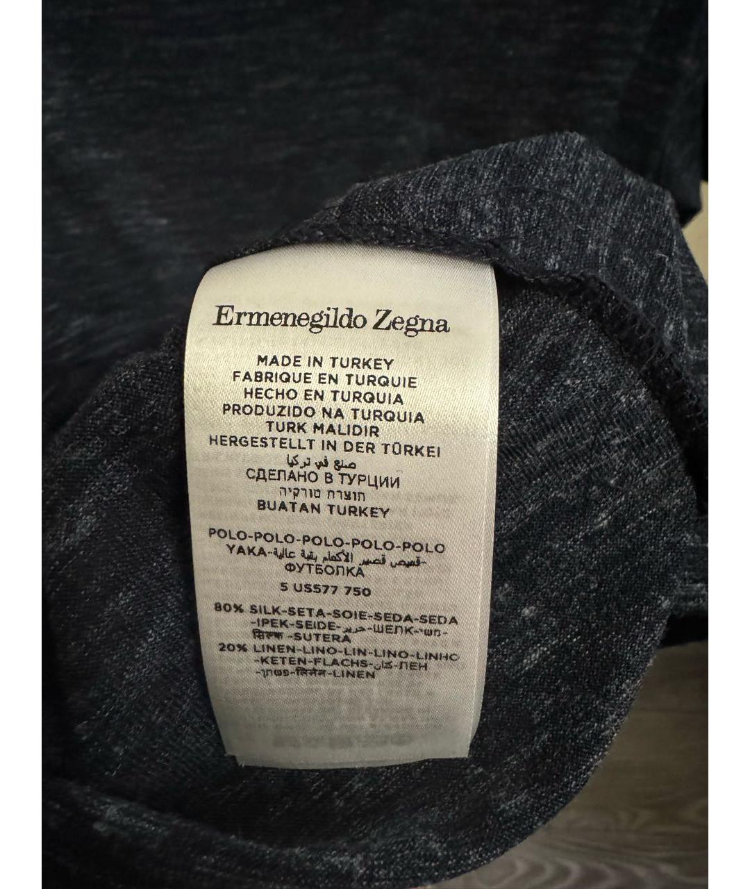 ERMENEGILDO ZEGNA XXX Темно-синее поло с коротким рукавом, фото 5