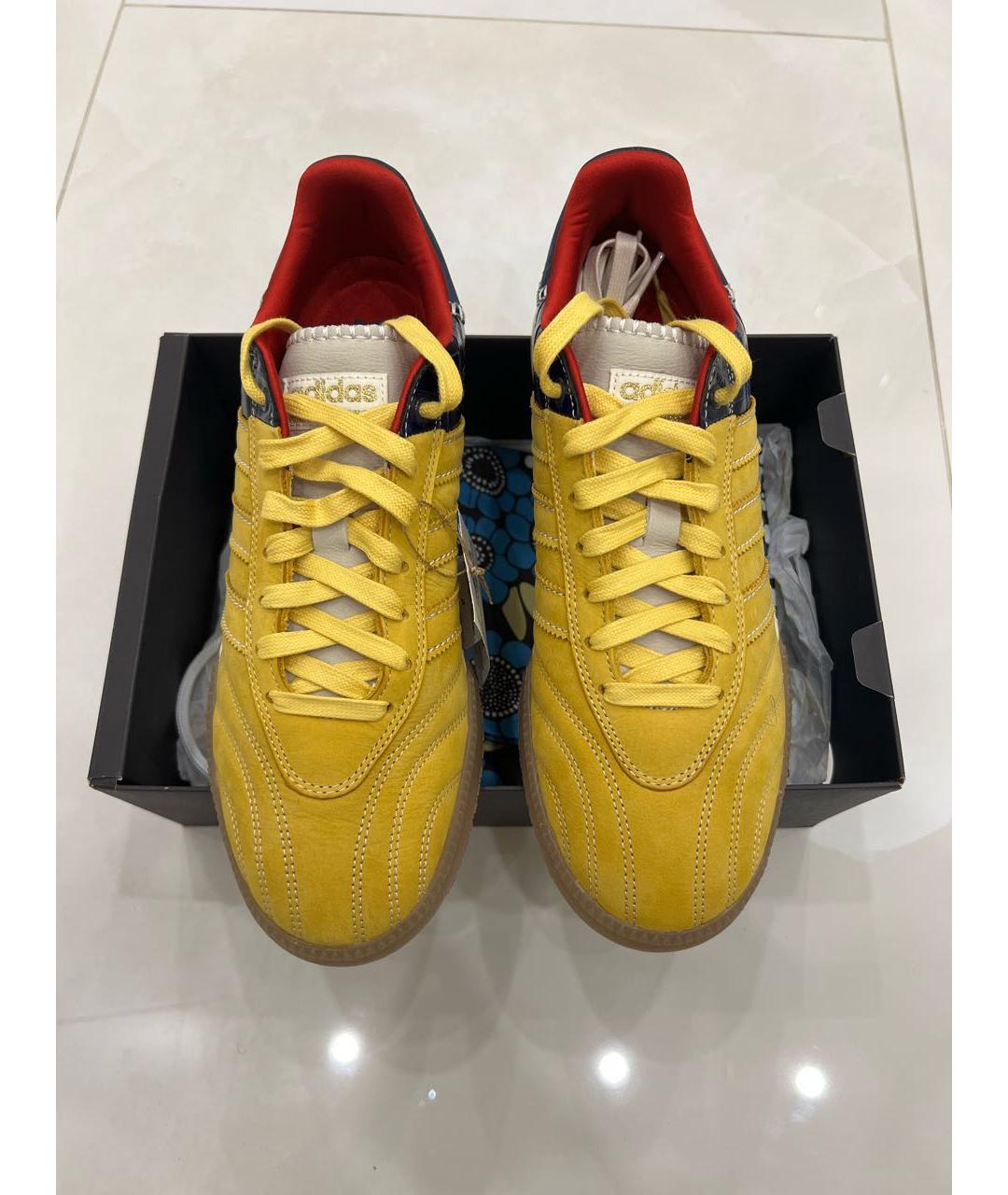 ADIDAS Желтые нубуковые низкие кроссовки / кеды, фото 2