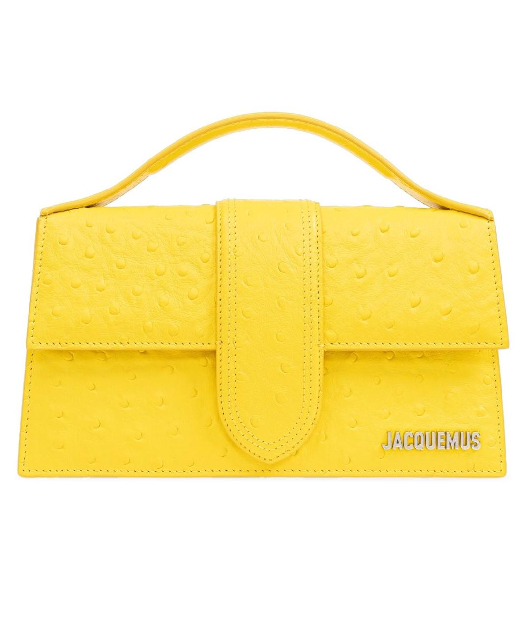 JACQUEMUS Желтая кожаная сумка с короткими ручками, фото 1