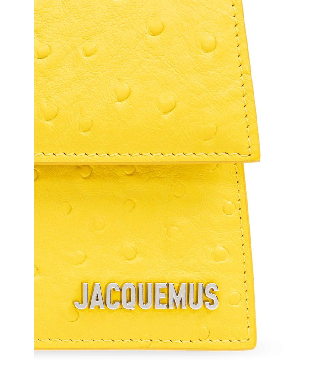 JACQUEMUS Желтая кожаная сумка с короткими ручками, фото 3