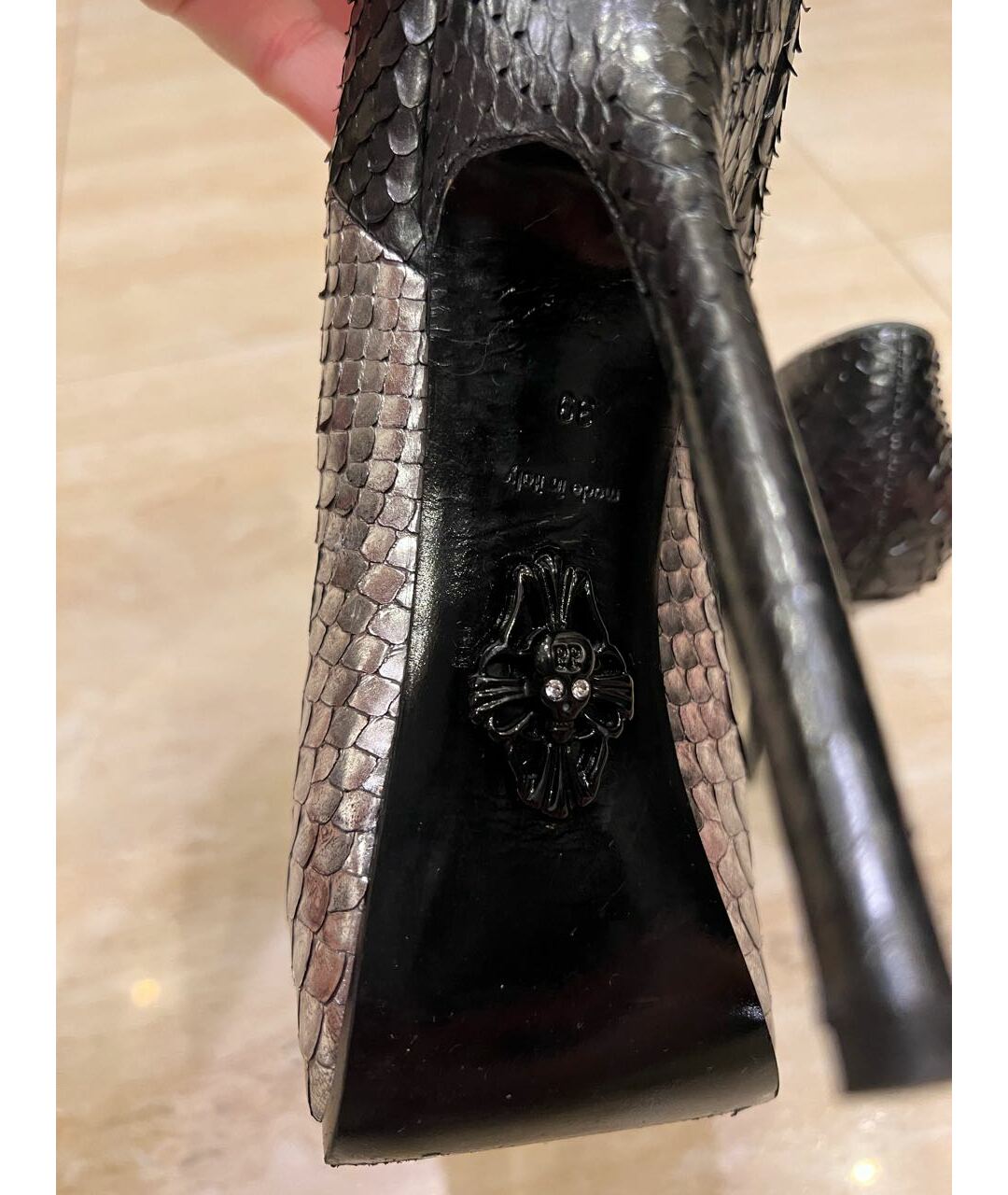 PHILIPP PLEIN Серебряные туфли из экзотической кожи, фото 4