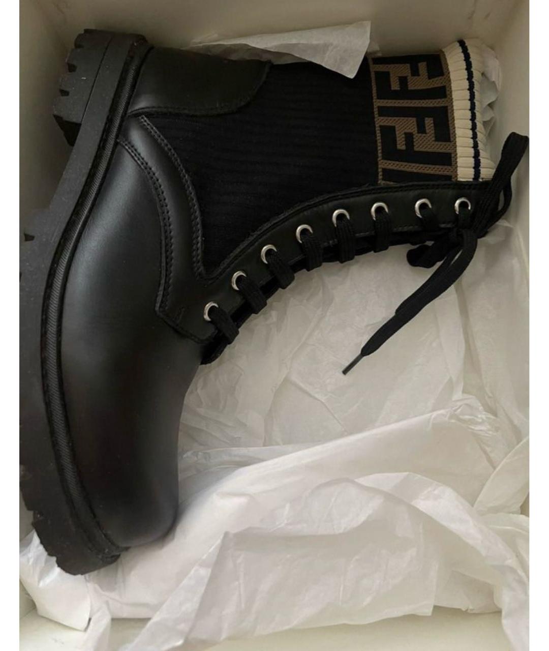 FENDI Черные кожаные ботинки, фото 3