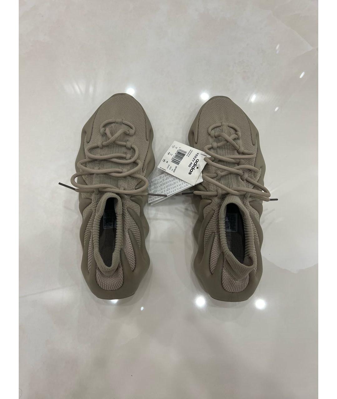 ADIDAS YEEZY Бежевые текстильные низкие кроссовки / кеды, фото 3