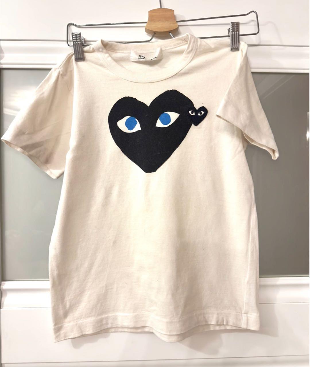 COMME DES GARÇONS PLAY Белая хлопковая футболка, фото 2