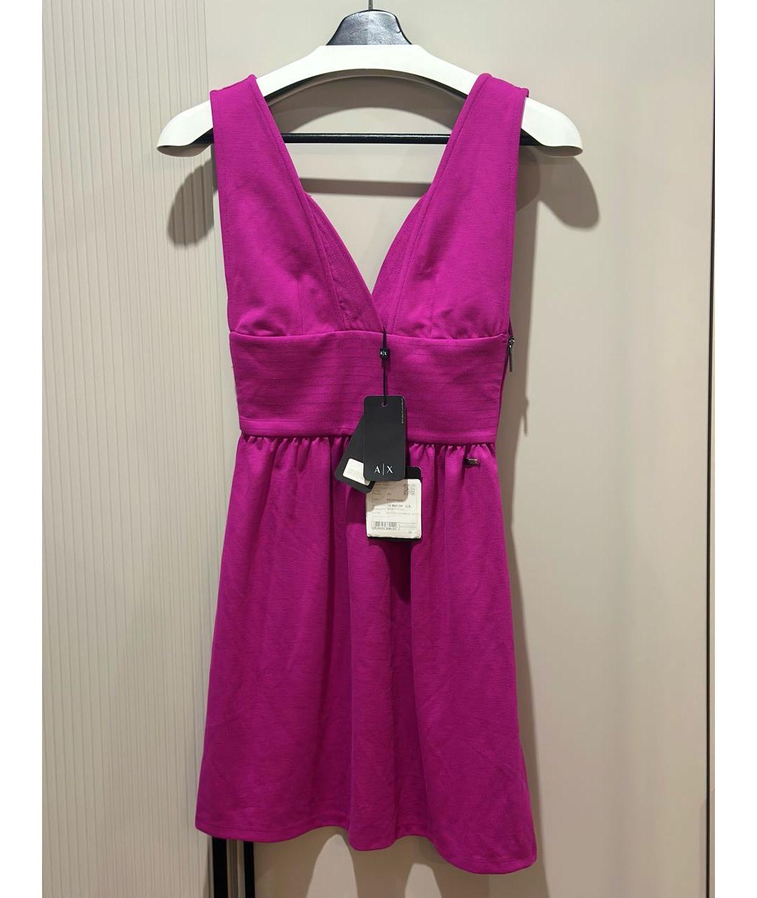 ARMANI EXCHANGE Фуксия вискозное повседневное платье, фото 2