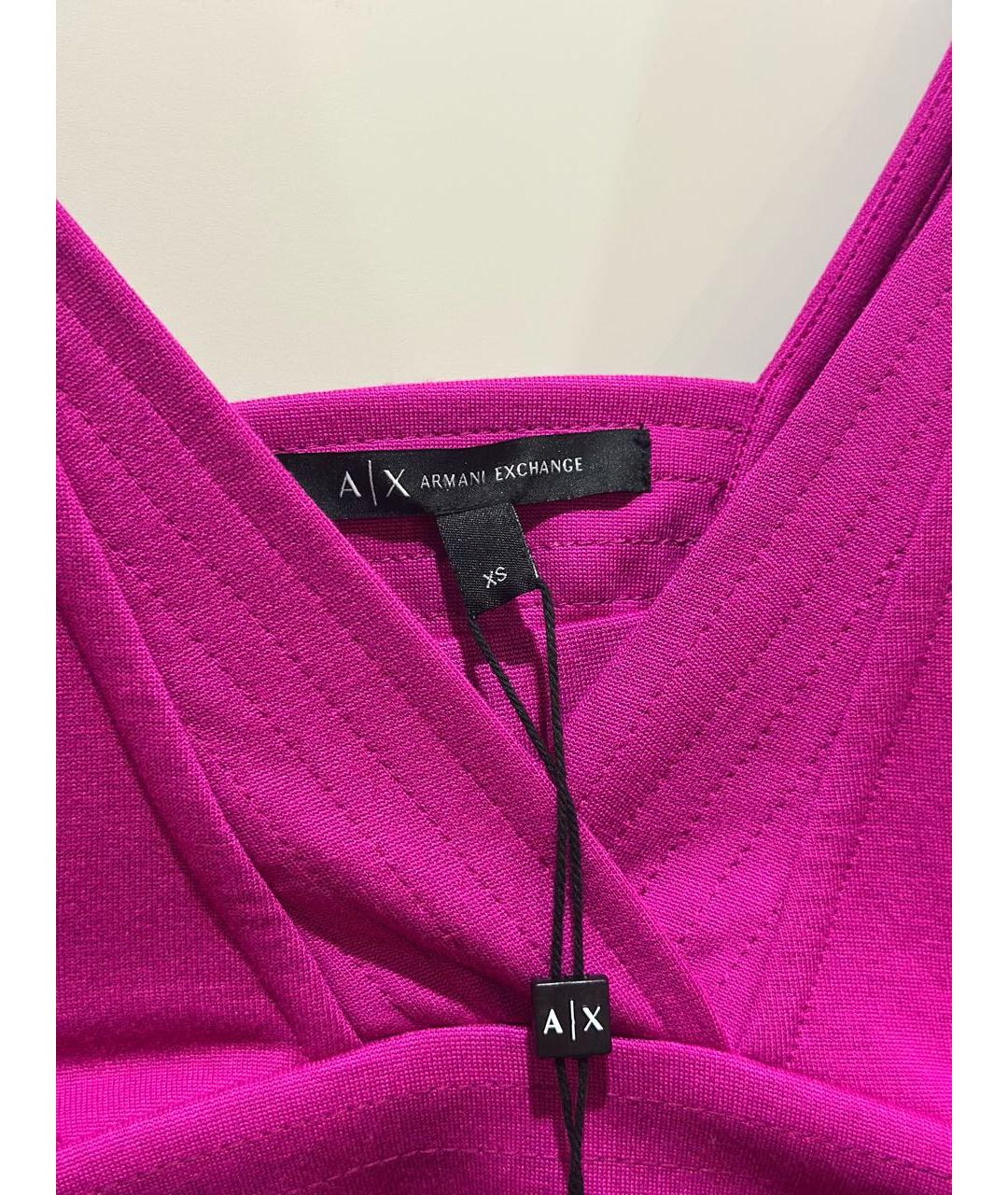 ARMANI EXCHANGE Фуксия вискозное повседневное платье, фото 5
