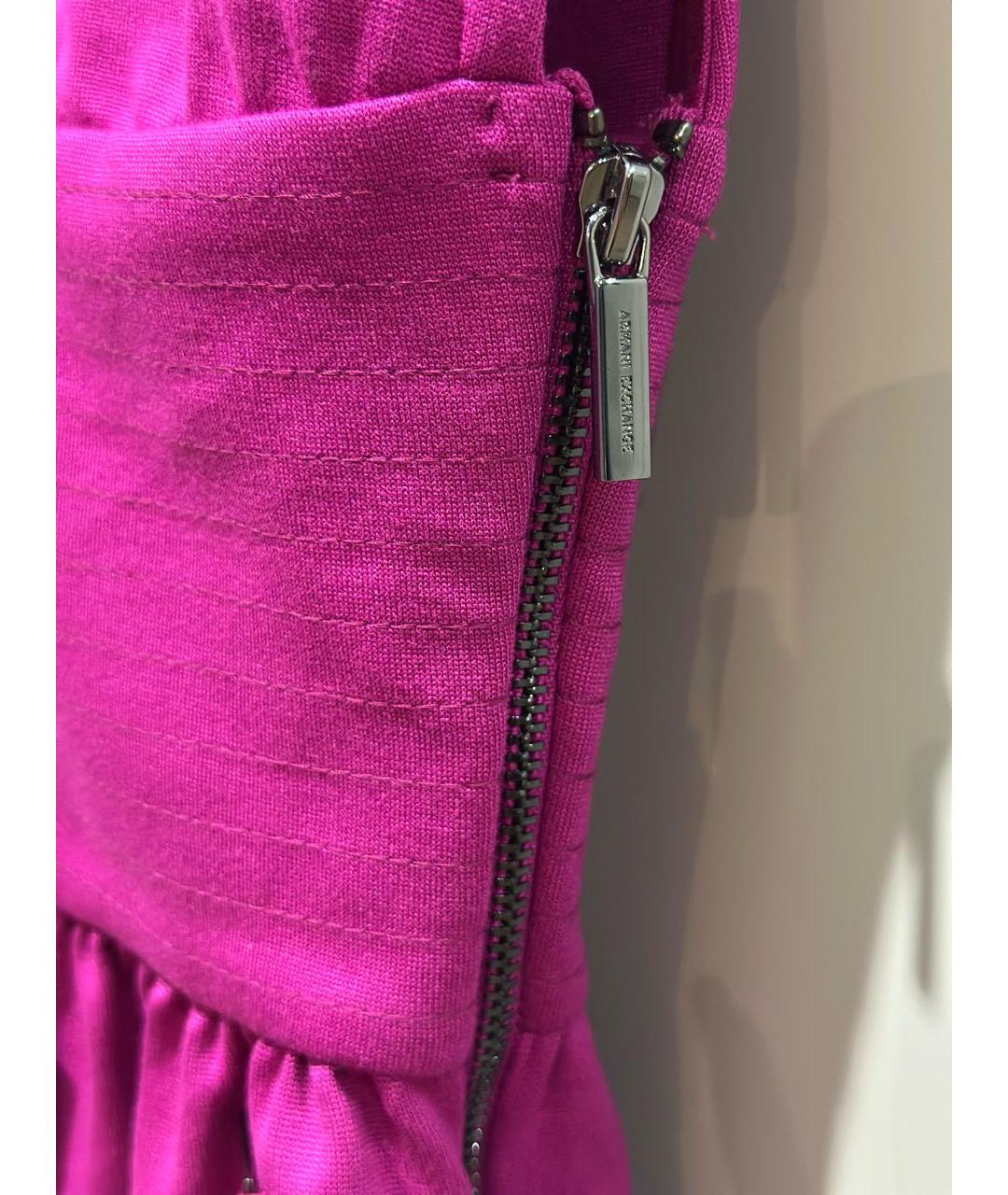 ARMANI EXCHANGE Фуксия вискозное повседневное платье, фото 4