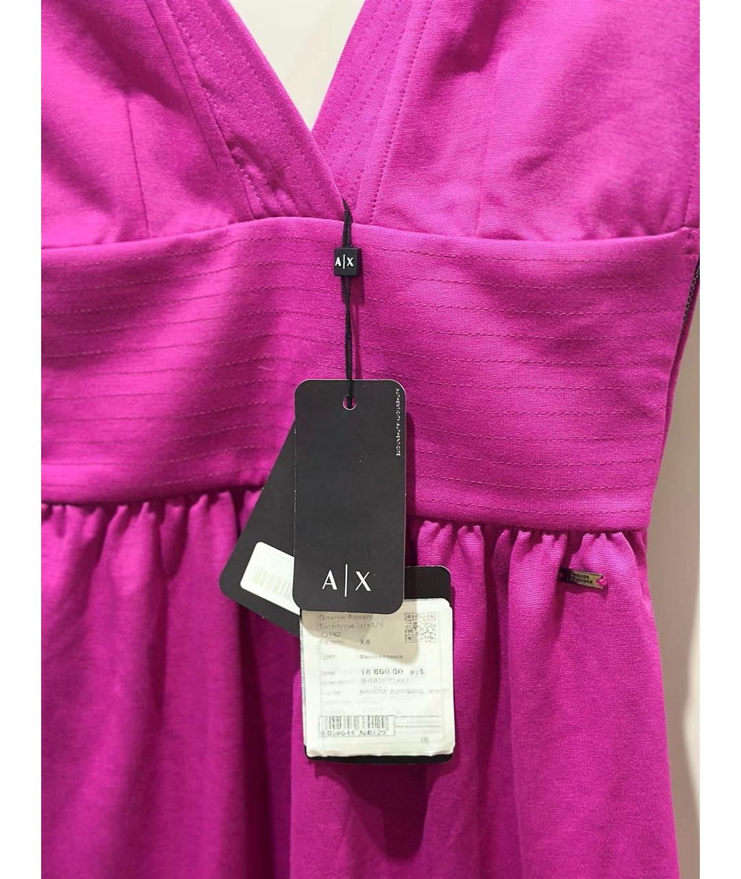 ARMANI EXCHANGE Фуксия вискозное повседневное платье, фото 7