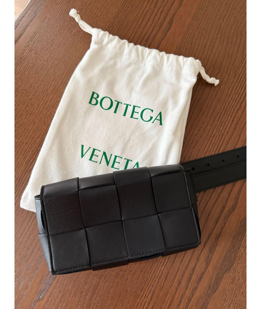 BOTTEGA VENETA Черная кожаная поясная сумка, фото 9