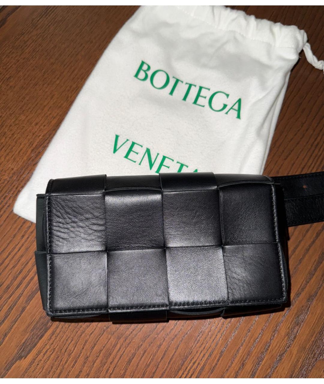 BOTTEGA VENETA Черная кожаная поясная сумка, фото 8