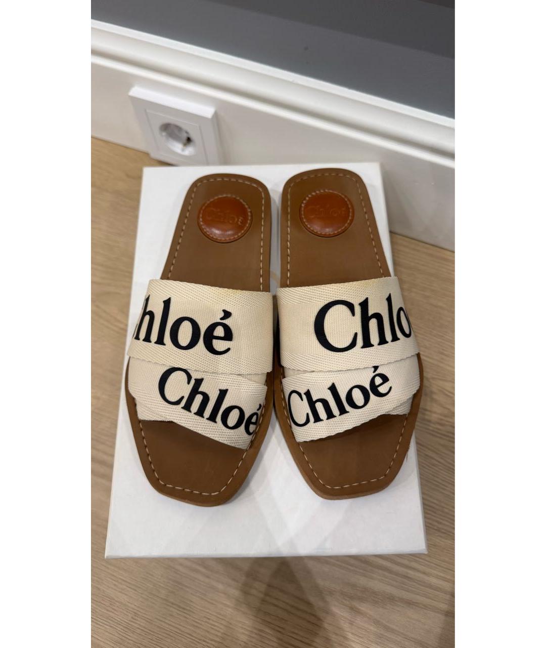 CHLOE Бежевые шлепанцы, фото 3