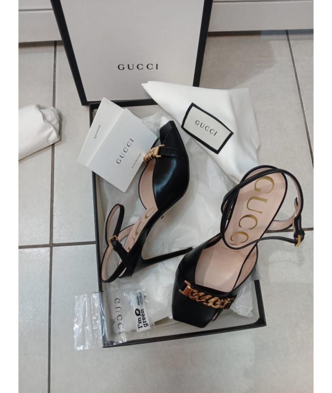 GUCCI Черные кожаные туфли, фото 2