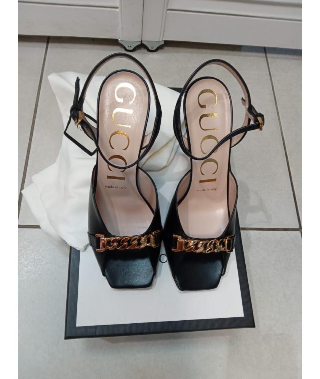 GUCCI Черные кожаные туфли, фото 3