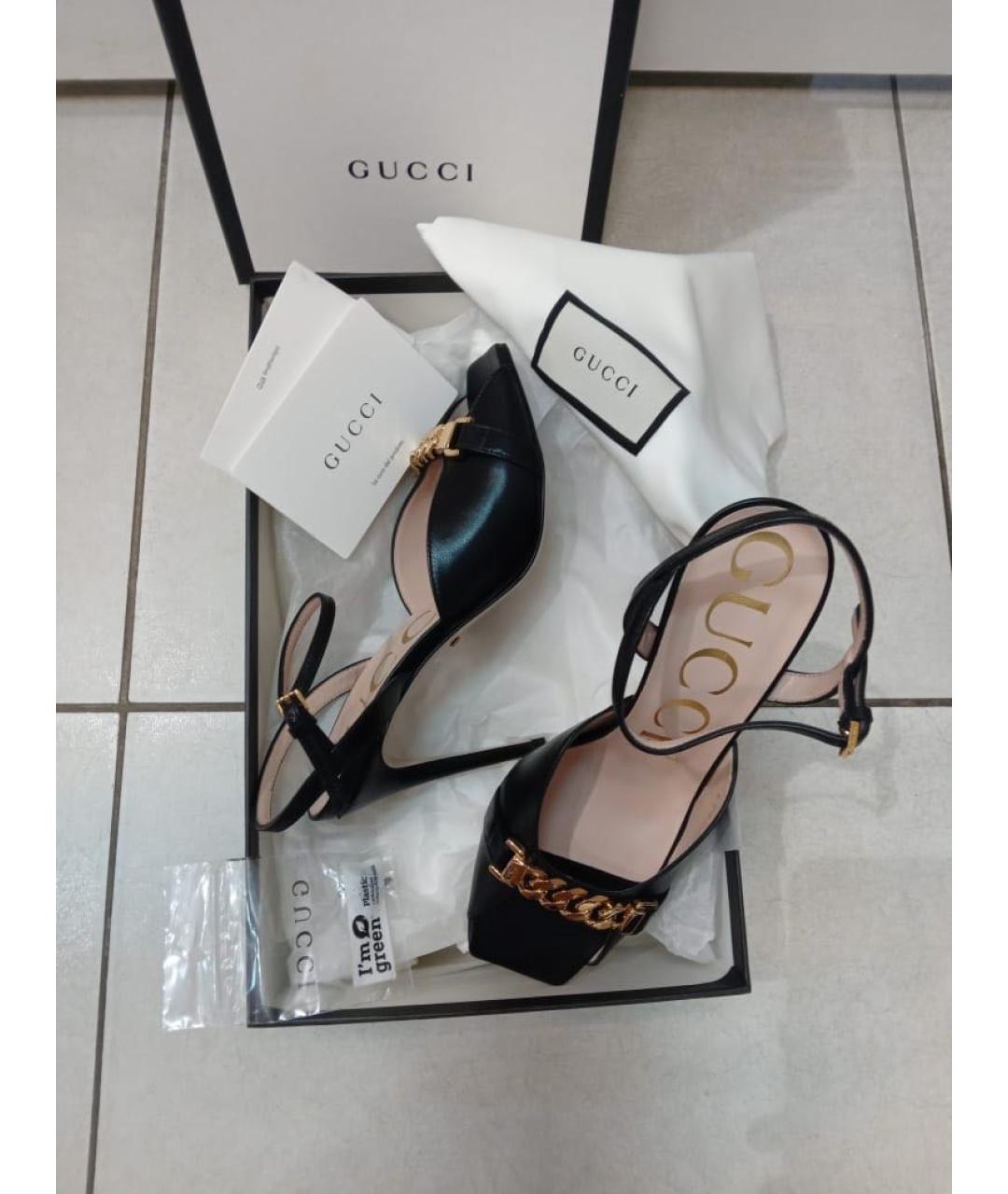 GUCCI Черные кожаные туфли, фото 7