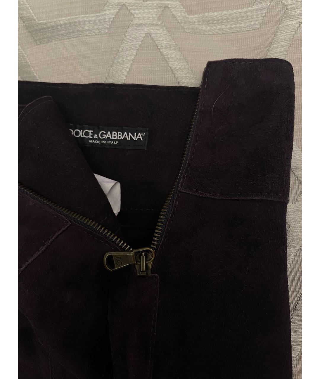 DOLCE&GABBANA Фиолетовая замшевая юбка миди, фото 2