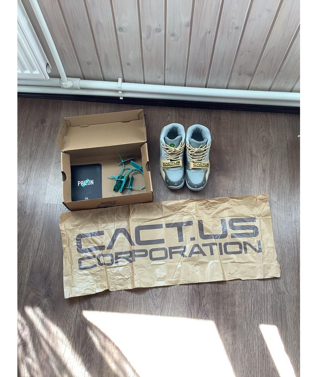 CACTUS JACK BY TRAVIS SCOTT Бирюзовые текстильные высокие кроссовки / кеды, фото 6
