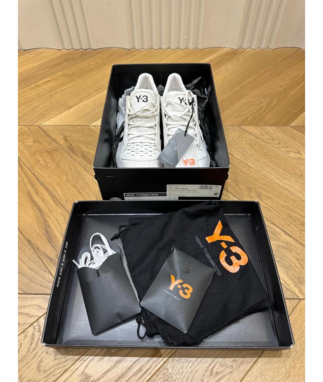 Y-3 Белые кожаные высокие кроссовки / кеды, фото 3