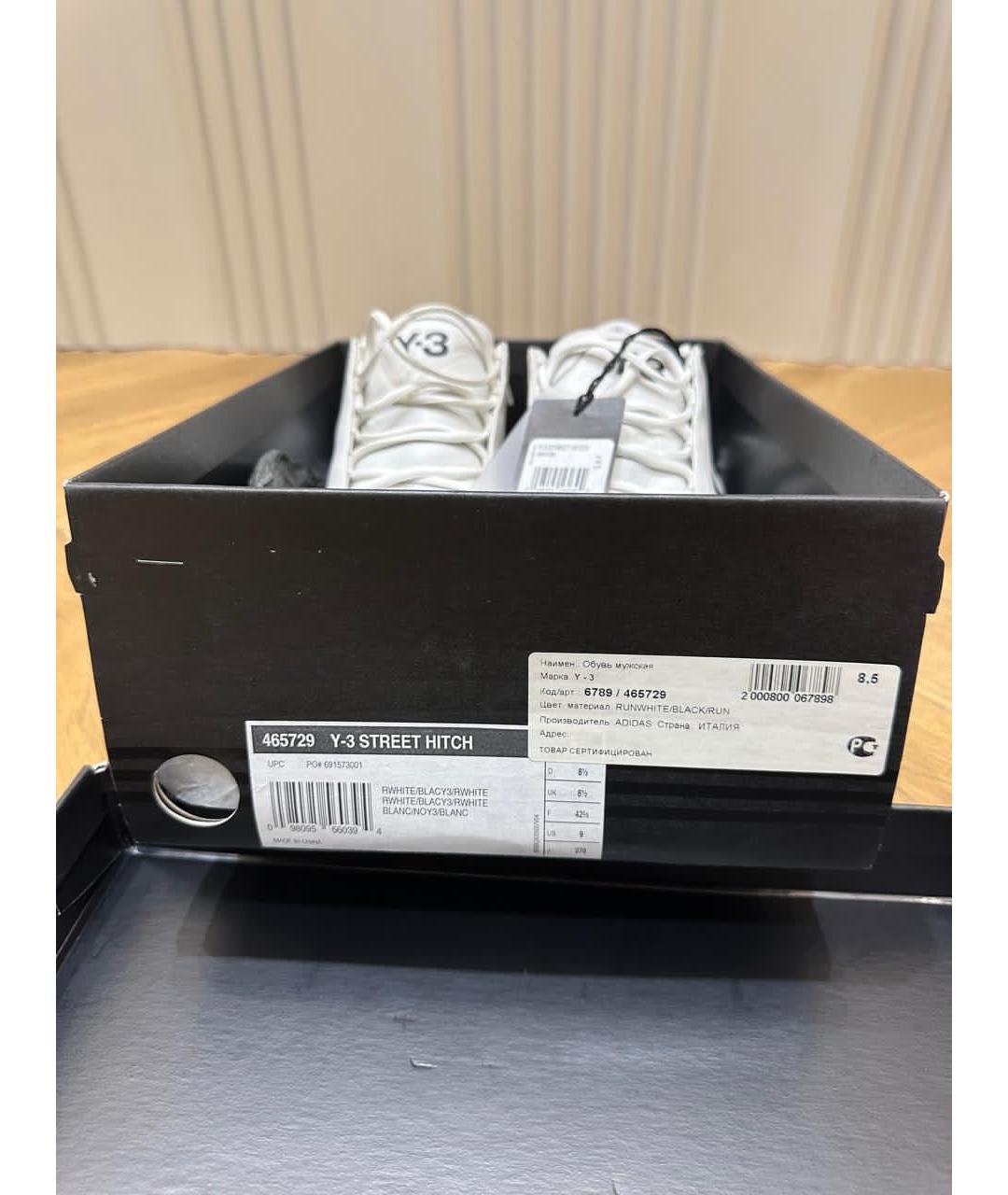 Y-3 Белые кожаные высокие кроссовки / кеды, фото 5