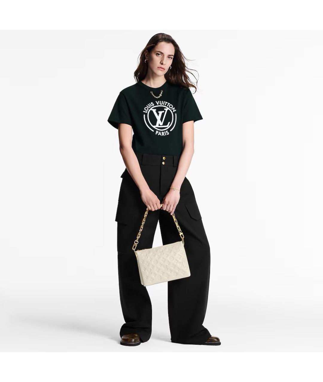 LOUIS VUITTON Черная хлопковая футболка, фото 3