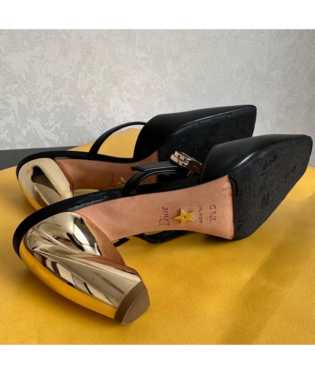 CHRISTIAN DIOR Черные кожаные мюли, фото 5