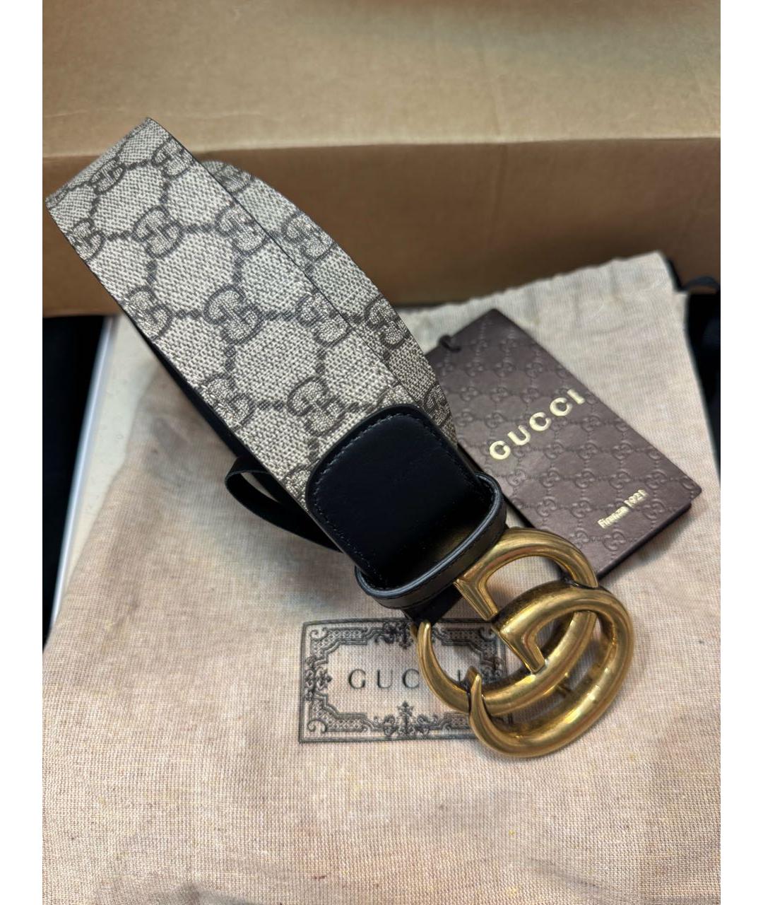 GUCCI Бежевый кожаный ремень, фото 6