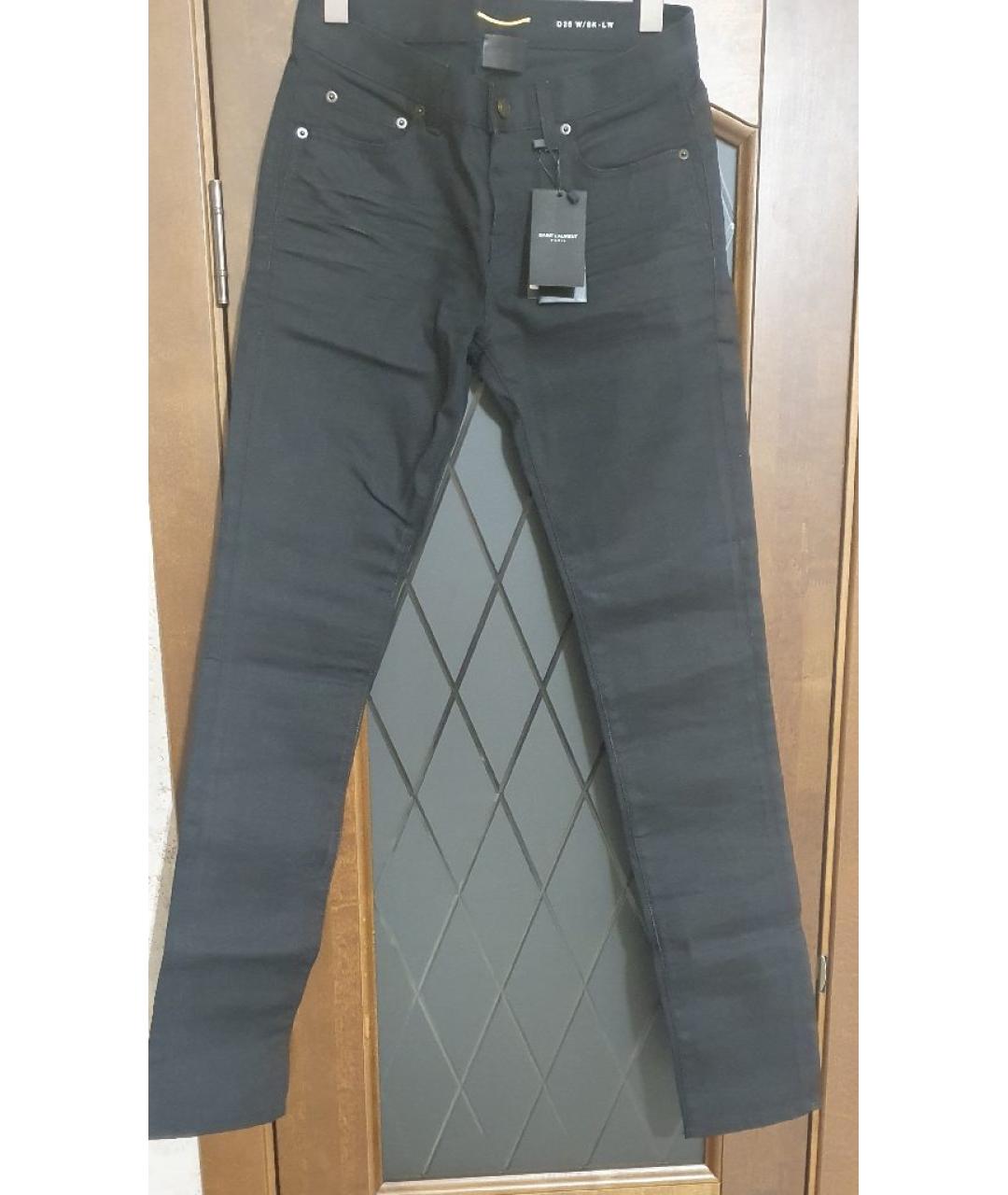 SAINT LAURENT Черные хлопко-эластановые джинсы слим, фото 10