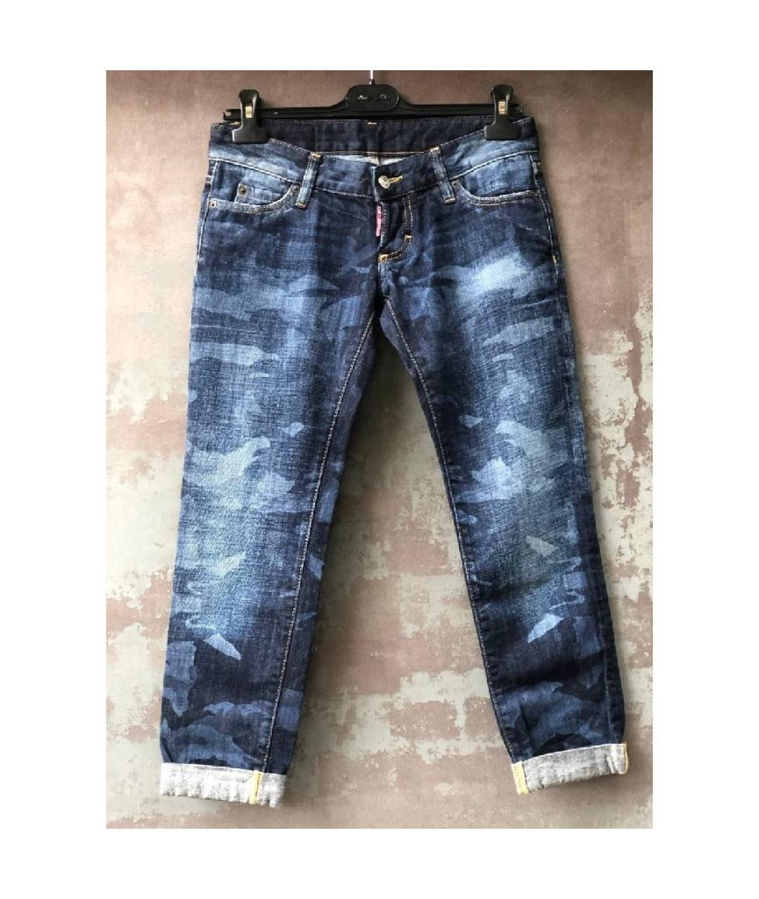 DSQUARED2 Синие хлопковые прямые джинсы, фото 9