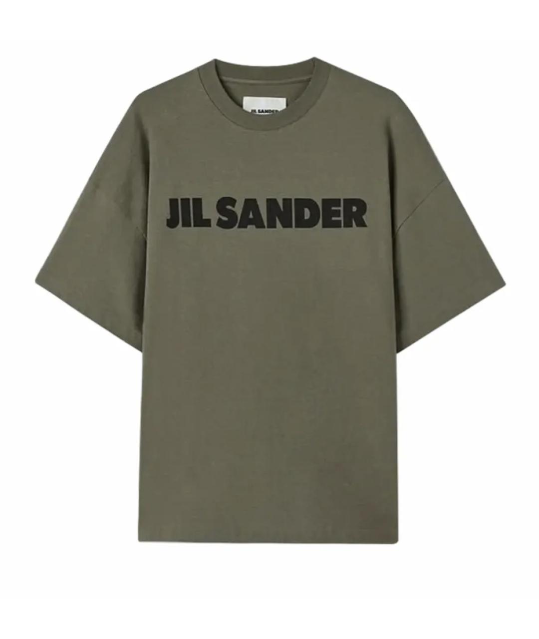 JIL SANDER Хаки хлопковая футболка, фото 1