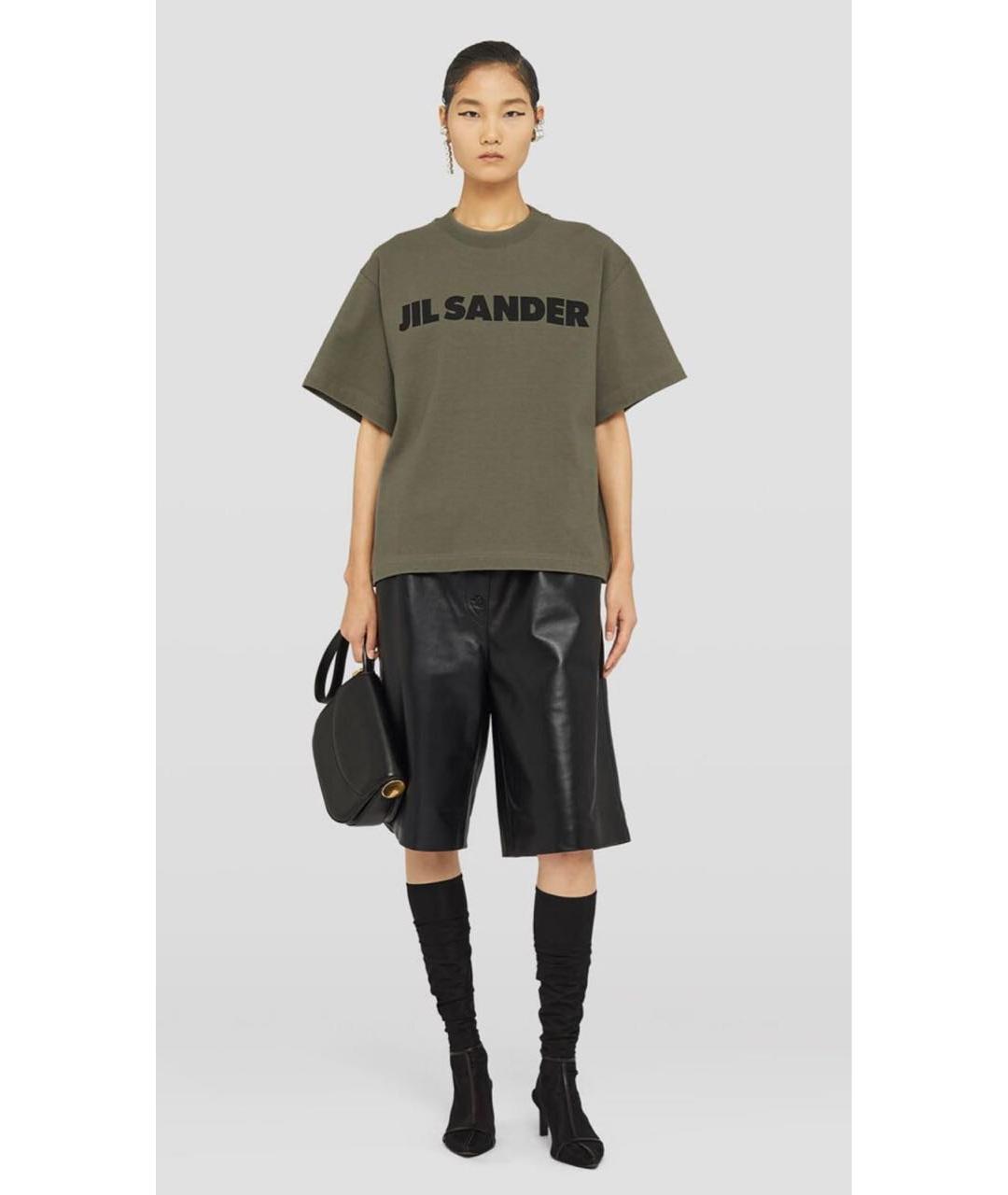JIL SANDER Хаки хлопковая футболка, фото 2