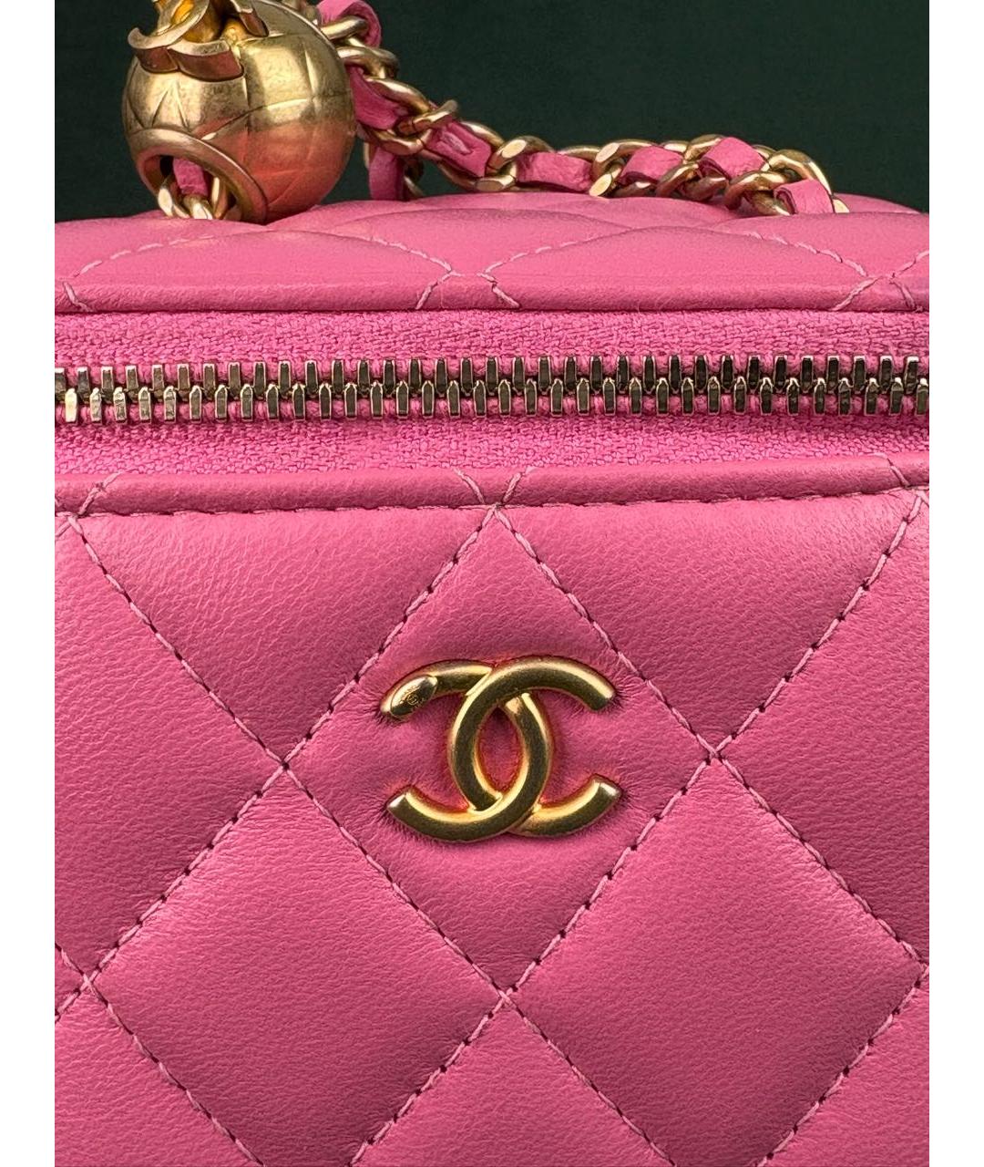 CHANEL Розовая кожаная сумка с короткими ручками, фото 6