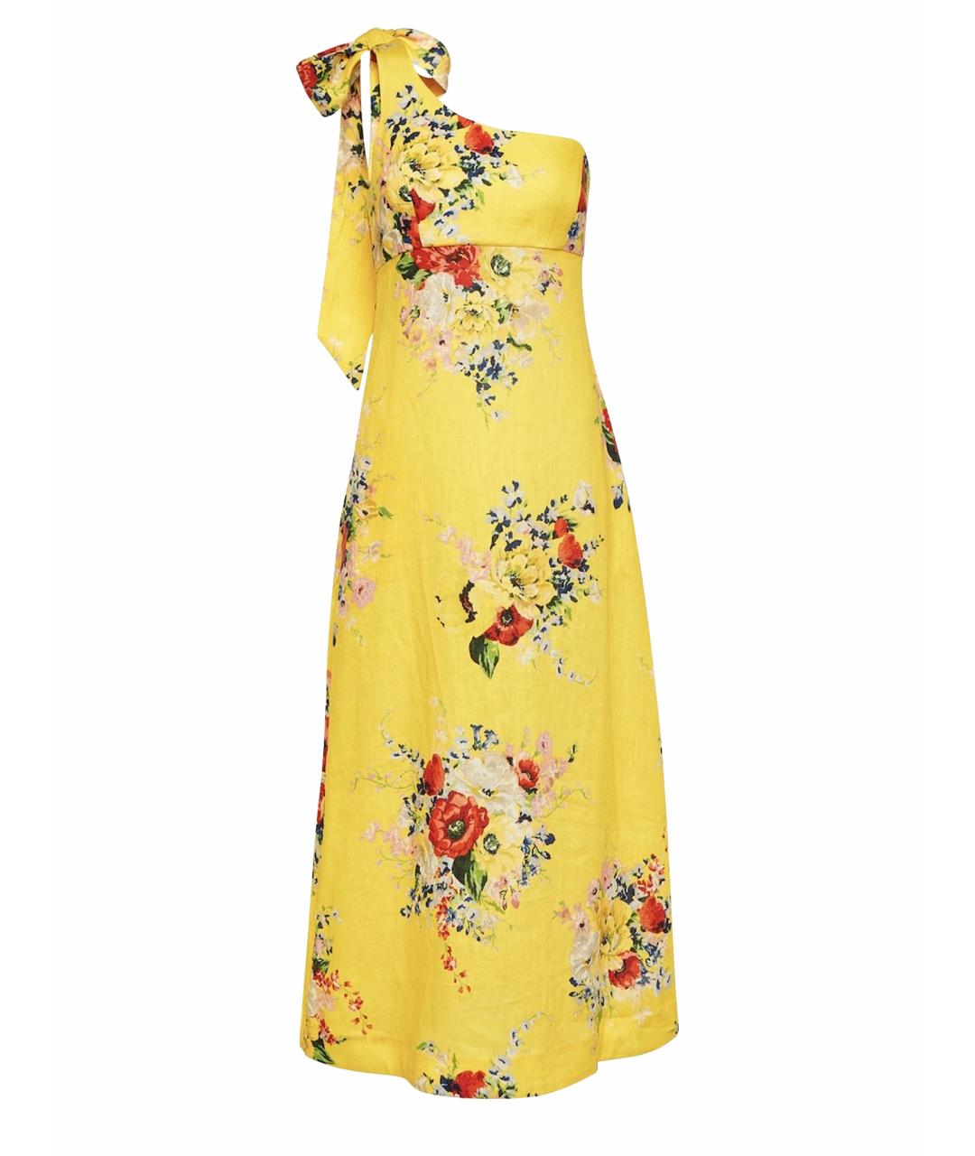 ZIMMERMANN Желтое льняное коктейльное платье, фото 1