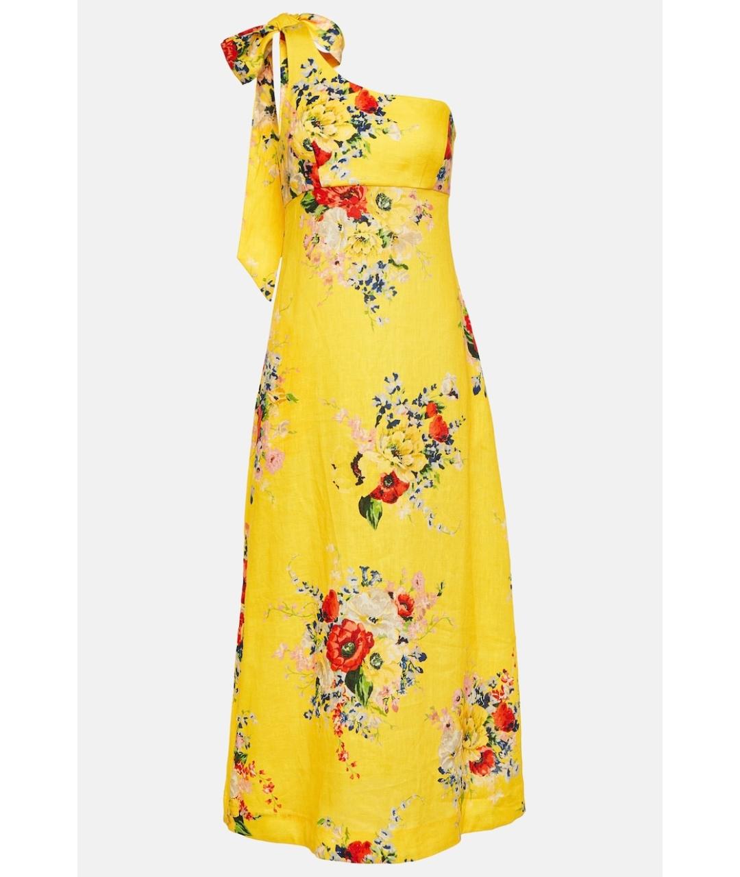 ZIMMERMANN Желтое льняное коктейльное платье, фото 10