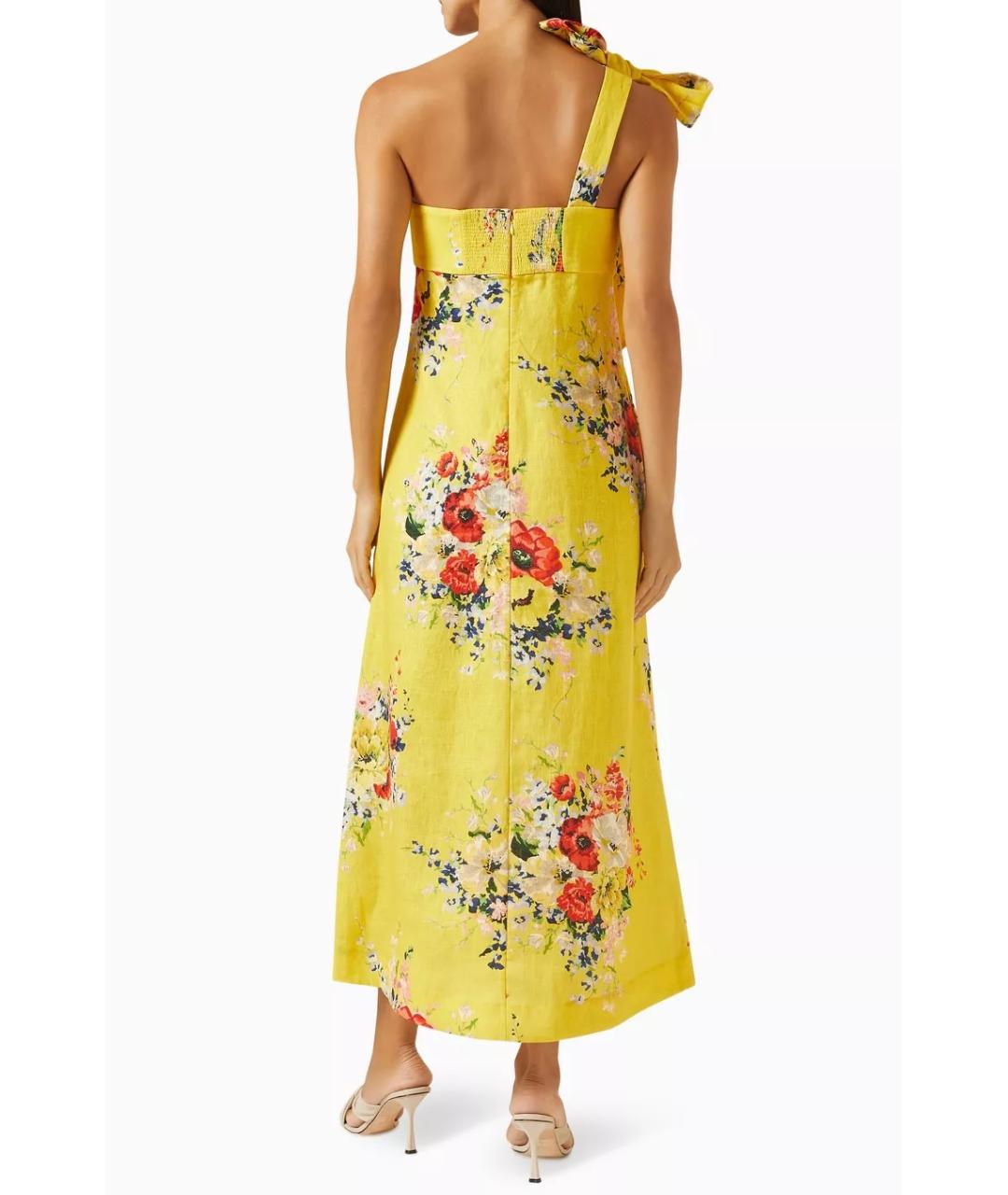 ZIMMERMANN Желтое льняное коктейльное платье, фото 4