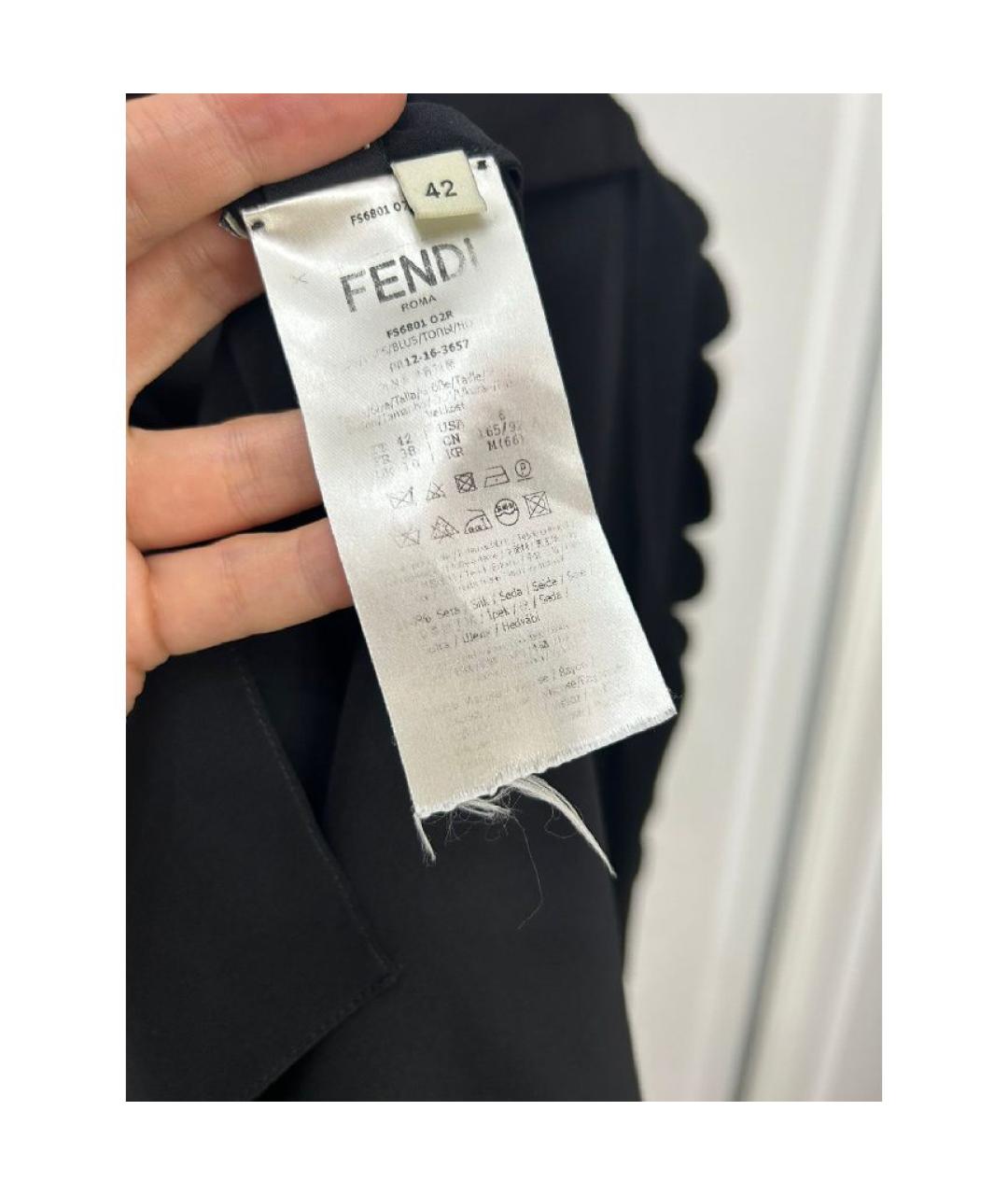 FENDI Черная шелковая блузы, фото 4