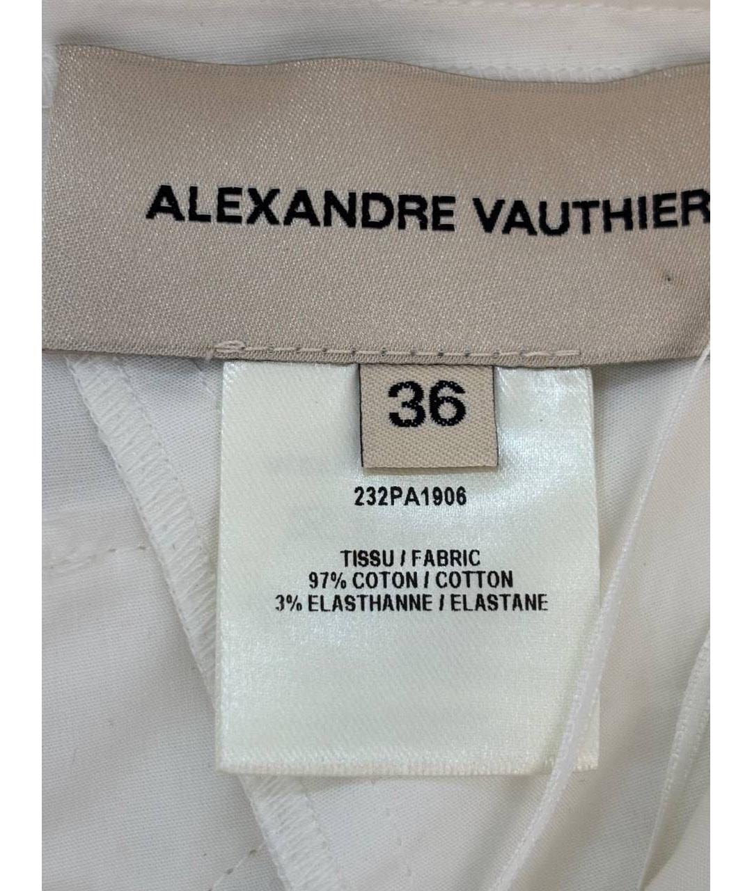 ALEXANDRE VAUTHIER Белые хлопковые бриджи, фото 4