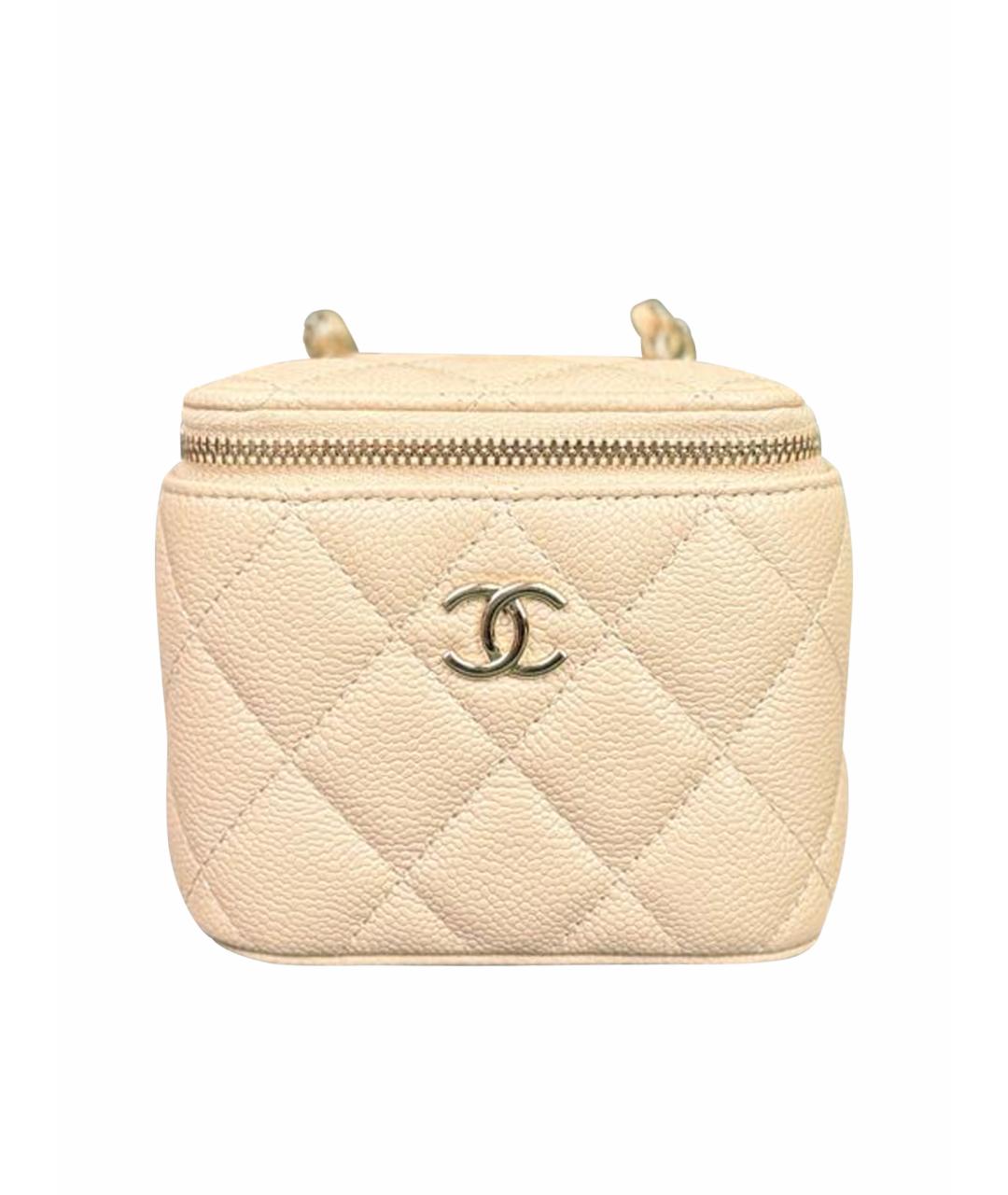 CHANEL Бежевая кожаная сумка с короткими ручками, фото 1